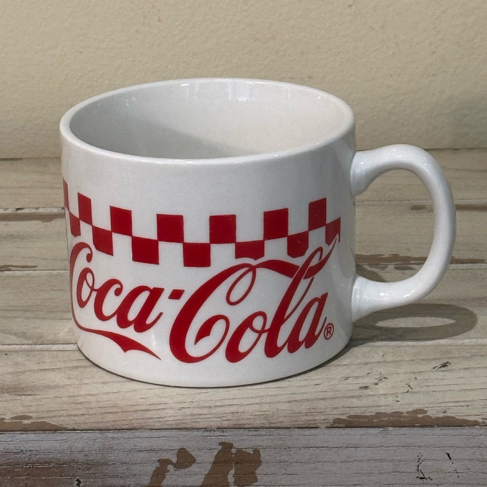Vintage Coca-Cola Coke Checkered Coffee Mug Cup By Gibson 1997 Retro